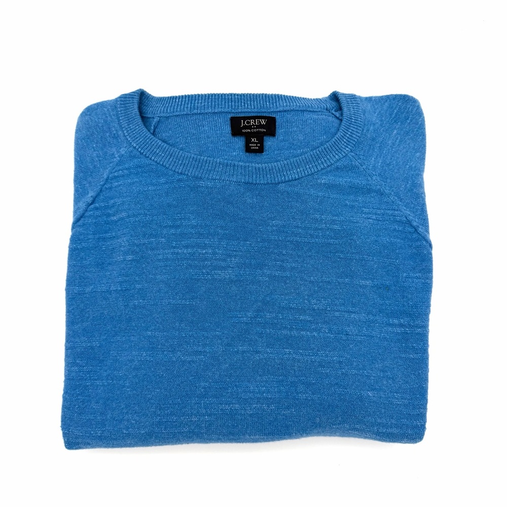 J Crew Men's Crewneck Sweater Shirt Top XL Pullover Blue Cotton Soft Comfy - Picture 3 of 4
